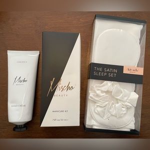 💗Mischo Manicure set and hand cream & Kitsch sleep mask satin set